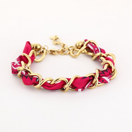 RODE STOFFEN SCHAKELARMBAND