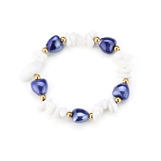 WITTE & BLAUWE STEENTJES ARMBAND