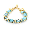 BLAUWE STOFFEN SCHAKELARMBAND