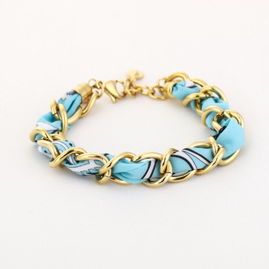 BLAUWE STOFFEN SCHAKELARMBAND
