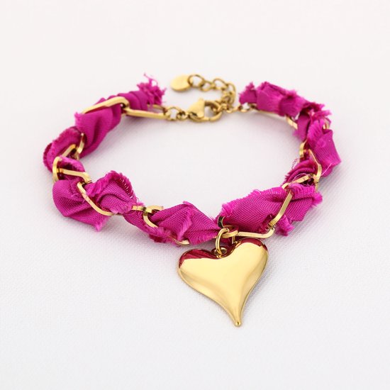 ROZE STOFFEN HART ARMBAND