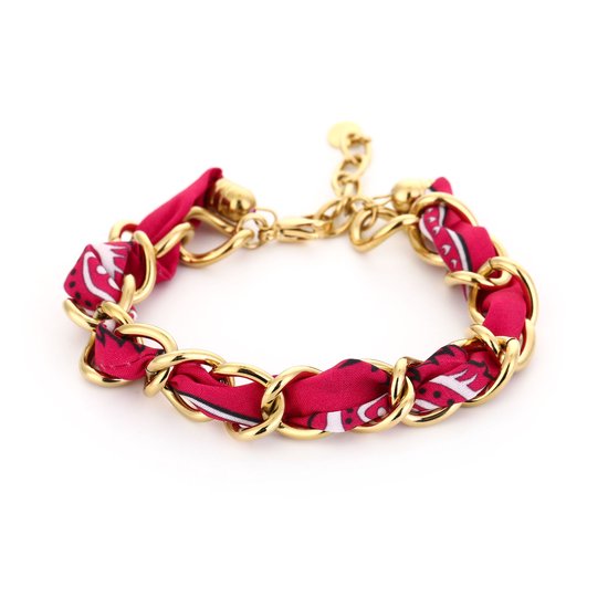 RODE STOFFEN SCHAKELARMBAND