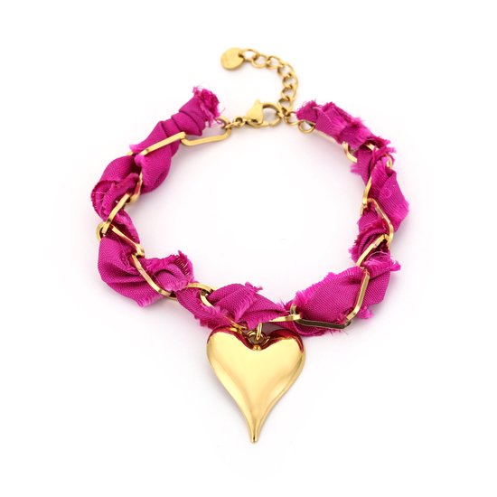 ROZE STOFFEN HART ARMBAND