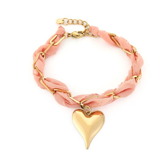ROZE STOFFEN HART ARMBAND