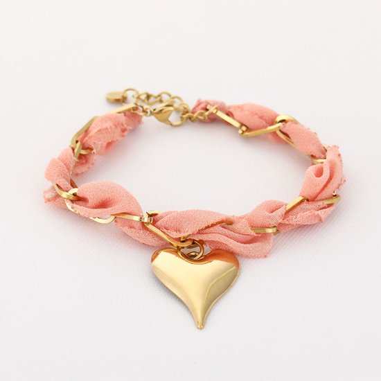 ROZE STOFFEN HART ARMBAND