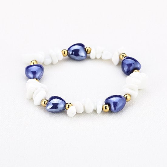 WITTE & BLAUWE STEENTJES ARMBAND